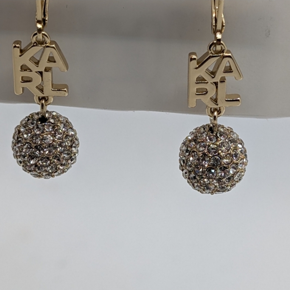 NWT Karl Lagerfeld Gold Drop Earrings - Picture 3 of 5